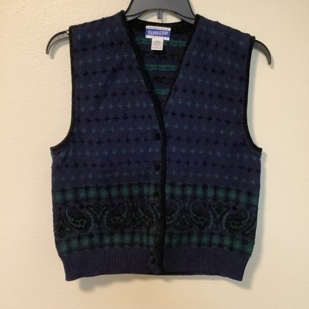 Pendleton vintage Women's petite large Y2K‎ 90's wool blend cardigan vest preppy